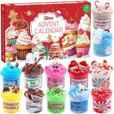 Produktbild von Adventskalender 2025 Kinder – 24 Tage Schleim Set Weihnachtskalender mit Überraschungen