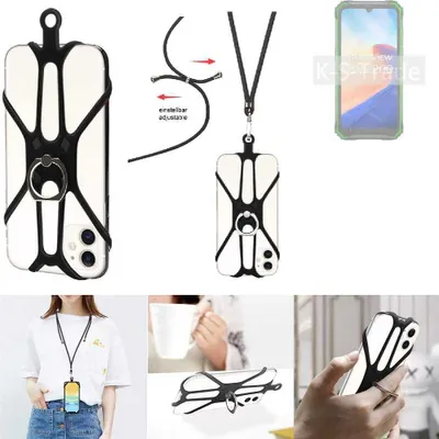 Produktbild von K-S-Trade 3in1 Handykette Handyband Handykordel Halsband Smartphone-Ring Handy-Ring kompatibel mit Blackview BV7200 Fingerhalterung Handyring
