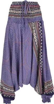 Produktbild von Afghani Hose, Overall, Jumpsuit, Haremshose, Pluderhose, Pumphose, Aladinhose - Violett, Damen, Viskose, Hosen
