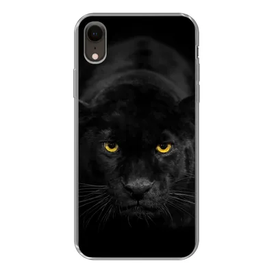 Produktbild von MuchoWow® Handyhülle Schutzhülle Hülle für iPhone XR Leopard - Augen - Schwarz Silikon Softcase Handy Hülle - Schutzdeckel