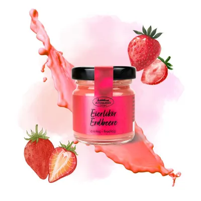 Produktbild von Mini Glas Eierlikör Erdbeere, 30 ml