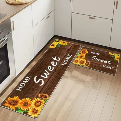 Image de Tapis de cuisine antidérapants, lot de 2, lavables, confortables, faciles d'entretien, 40 x 60 + 40 x 120 cm
