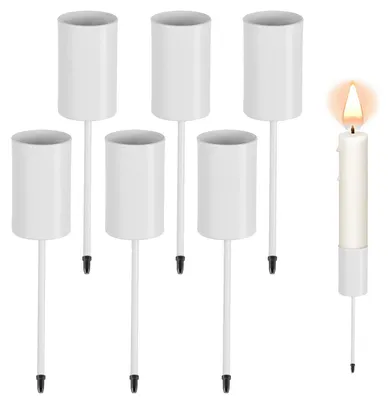 6er-Set Kerzenhalter für Adventskranz, Weiß, 2,5 cm