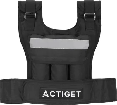 Immagine prodotto di Gilet zavorrato ACTIGET, regolabile, 20 kg, allenamento per potenziamento muscolare e corsa, nero