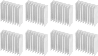 Immagine prodotto di Dissipatore di calore in alluminio 50 x 50 x 17 mm con 9 alette per computer PC e circuiti stampati (8 pezzi, con adesivo)