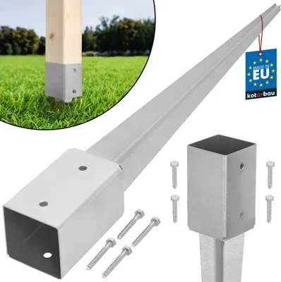 Produktbild von KOTARBAU® Einschlaghülse 750 mm Pfostenträger zum Einschlagen für Zaunpfosten 81 x 81 mm Einschlagbodenhülse Stahl Feuerverzinkt Silber