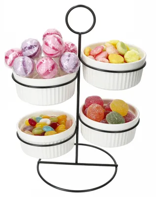 Produktbild von Bianca 4er Set Porzellan-Schalen mit Metallständer Dip Tapas Etagere