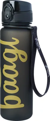 Produktbild von Gold Tritan Trinkflasche 500 ml mit Sieb und Riemen für heiße Getränke