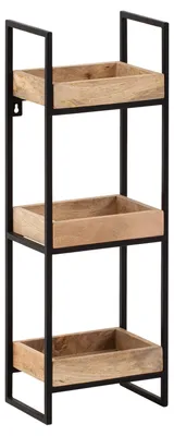 Produktbild von Wandregal 27x77x18cm Mango Massivholz Metall Industrial 3 Ablagen