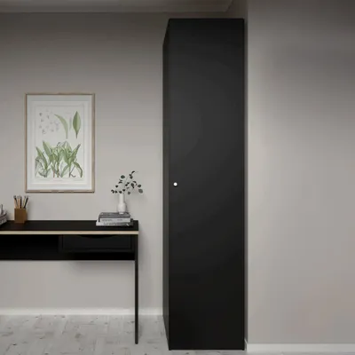Immagine prodotto di Dmora Armadio Multiuso 1 Anta Mexico 50x218.6h cm Nero, Appendiabiti Un'anta