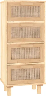 Zdjęcie produktu dla Kredens, brązowa, 40x30x90 cm, lita sosna i naturalny rattan