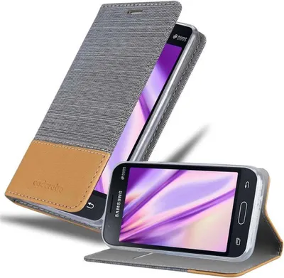 Produktbild von Cadorabo Hülle für Samsung Galaxy J1 MINI Schutzhülle in Grau Handy Hülle Etui Book Case Cover