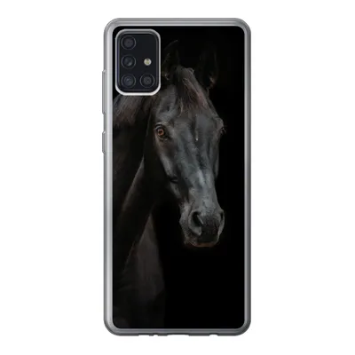Produktbild von MuchoWow® Handyhülle Schutzhülle Hülle für Samsung Galaxy A52 5G Pferd - Nutztier - Schwarz Silikon Softcase Handy Hülle - Umschlag