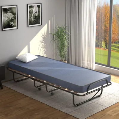 Produktbild von Faltbares Campingbett – Zusätzliches Bett – Gästebett – Feldbett – Schlafbett – Matratze aus Memory-Schaum, 6,5 cm dick