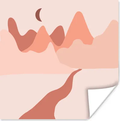 Produktbild von MuchoWow® Poster Abstrakte Pfad zu den Bergen Illustration 100x100 cm - Babyzimmer