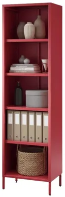 Produktbild von Bücherregal Metall MARIO 5 Ebenen Industrie-Design | Standregal Stahl Metallregal Büro Wohnzimmer Arbeitszimmer 180x50x35cm Rot