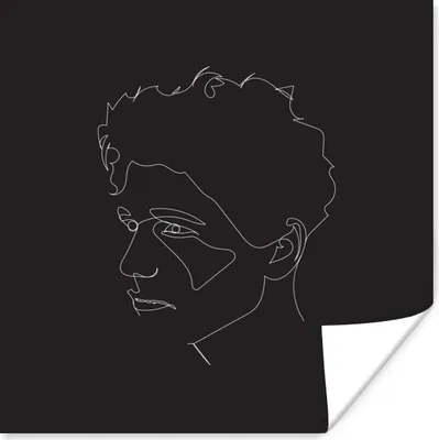 Produktbild von MuchoWow® Poster Mann - Gesicht - Strichzeichnung 75x75 cm - Wand Dekoration