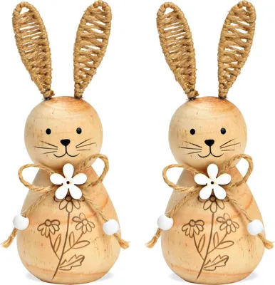 Produktbild von Osterhasen Set Osterdeko aus Holz Frühlingsdeko Ostern 15 cm