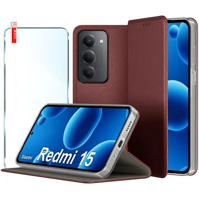 Immagine prodotto di Custodia in pelle chiusa MAGNETICA per Xiaomi Redmi 15 4G | 5G + VETRO