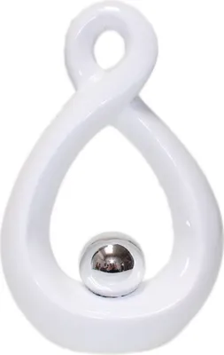 Produktbild von Weiße Skulptur mit Silber Ball H 23cm B 15cm Keramik Dekoobjekt Kugel Deko Figur