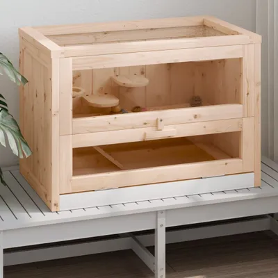 Produktbild von vidaXL Klec pro křečky 60x35,5x42 cm z masivního jedlového dřeva