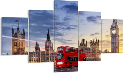 Produktbild von Bild auf Leinwand - Leinwandbild - London Bus - 125x70cm - Wand Bild - Wanddeko - Wandbilder - Leinwanddruck - Bilder - Kunstdruck - Wanddekoration - Leinwand bilder - Wandkunst - EA125x70-3592