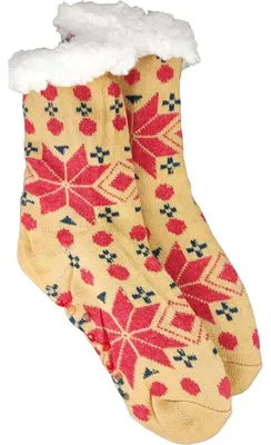 Produktbild von Kuschelsocken Winter Anti Rutsch Winter Socken, Hausschuhe, Strick Fleece Gefütterte Warme Gelb/36-41