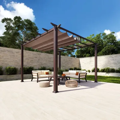 Obrázek produktu pro Paragon Venkovní hliníková pergola Florida 1111 vzhled dřeva tmavě hnědá 350x350x235 cm