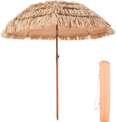 Immagine prodotto di SucceBuy Ombrellone in paglia in stile hawaiano per spiaggia e giardino, 1,8 m