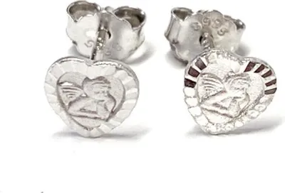 Produktbild von Engel als Ohrstecker 925/- Silber rhod herzförmig mit Diamantierung