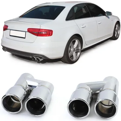 Für Audi A4 B8 Limo 07-15 Sport Auspuff Endrohre 76mm Doppelrohr Edelstahl Paar in der Farbe von Carparts-Online GmbH
