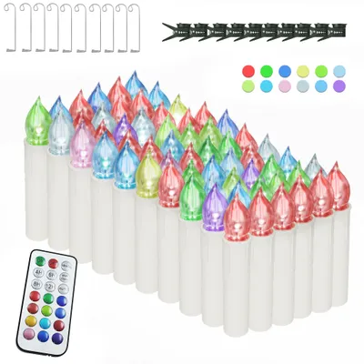 Produktbild von XMTECH LED Weihnachtskerzen 40 Stück Bunt Fernbedienung ohne Batterien Baumkerzen