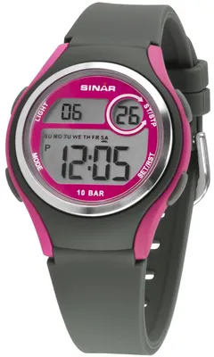 Produktbild von SINAR Jugenduhr Armbanduhr Digital Quarz Mädchen Silikonband XE-64-8 grau pink