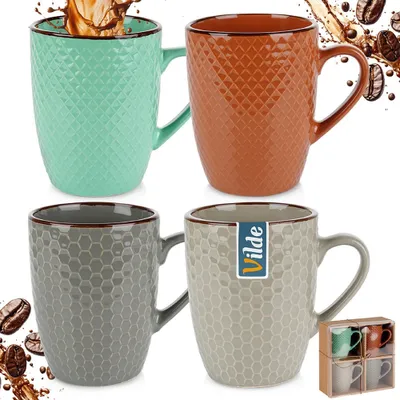 Obrázek produktu pro Vilde keramický hrnek Keramický hrnek Hrnek na pití Keramické hrnky 400 ml 4 ks.