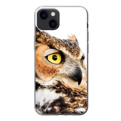 Produktbild von MuchoWow® Handyhülle Schutzhülle Hülle für iPhone 13 Braune Eule mit weißem Hintergrund Silikon Softcase Handy Hülle - Karteninhaber