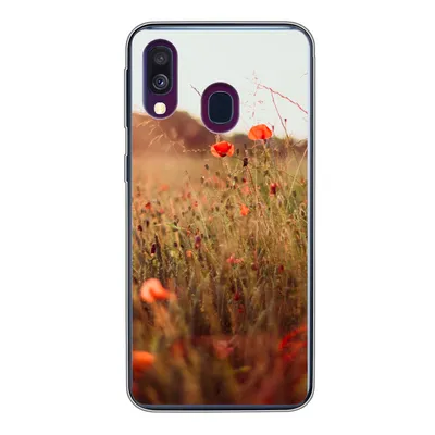 Produktbild von MuchoWow® Handyhülle Schutzhülle Hülle für Samsung Galaxy A40 Sonnenuntergang - Blumen - Rot Silikon Softcase Handy Hülle - Handy-Tasche