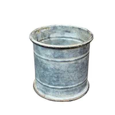Produktbild von Runder Zink-Pflanztopf im rostigen Stil, Höhe 16 cm, Ø 17 cm
