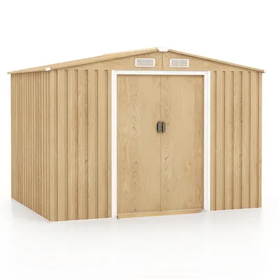 Produktbild von GOPLUS Metall Gerätehaus,4,47 ㎡, 8,23 m³, Gartenhaus mit Türgröße:104x156cm, Pultdach, Geräteschuppen abschließbar, Geräteschrank Garten Schuppen