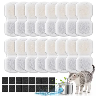Immagine prodotto di Filtri Katzenbrunnen, confezione da 32 pezzi | Filtri di ricambio per erogatori d'acqua in acciaio inossidabile | 16 filtri in carbone attivo + 16 filtri in schiuma