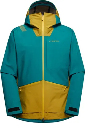 Hardshelljacke "Chaser Evo Shell Jkt M" von La Sportiva in Türkis und Gelb; geeignet für Herren.