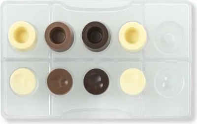 Produktbild von Schokoladenform Kreis aus Polycarbonat mit Glanzeffekt zur Herstellung von Pralinen