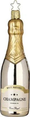 Produktbild von Christbaumschmuck Glas Champagner Flasche 14cm gold