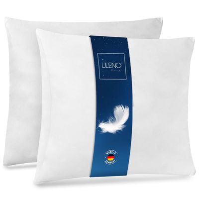 LILENO HOME Federkissen 60x60 cm [2er Set] - Kissen 60 x 60 cm aus Federn als Kopfkissen, Schlafkissen u. Bettkissen perfekt für Allergiker und Kinder - Federkernkissen mit je 850 g Federfüllung