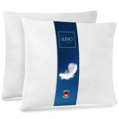 Produktbild von LILENO HOME Federkissen 60x60 cm [2er Set] - Kissen 60 x 60 cm aus Federn als Kopfkissen, Schlafkissen u. Bettkissen perfekt für Allergiker und Kinder - Federkernkissen mit je 850 g Federfüllung