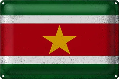 Produktbild von Blechschild Flagge Suriname 18x12cm Flag Suriname Vintage