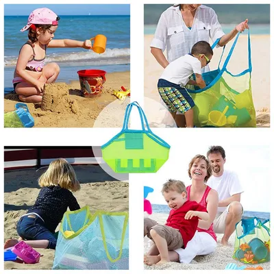 Strandtasche & Spielzeug-Netzbeutel – 2-tlg. Faltbare Aufbewahrungstaschen Für Sandspielzeug, Badezubehör & Outdoor