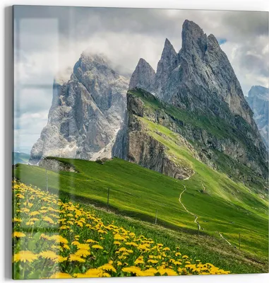 Produktbild von DEQORI Magnettafel Glas 30x30 cm 'Dolomitenzauber' beschreibbar Whiteboard Pinnwand Küche