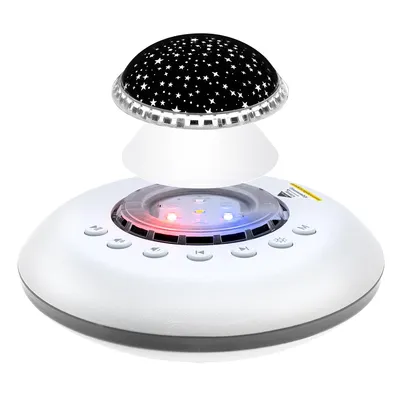 A white sound machine with a star projector on top, shown against a white background.