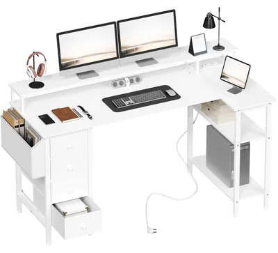 Obrázek produktu pro Herní stůl ve tvaru "L" s držákem monitoru a úložným prostorem