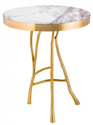 Immagine prodotto di Casa Padrino Tavolino di design art déco oro con marmo bianco 50 x H 58 cm - Tavolino per hotel